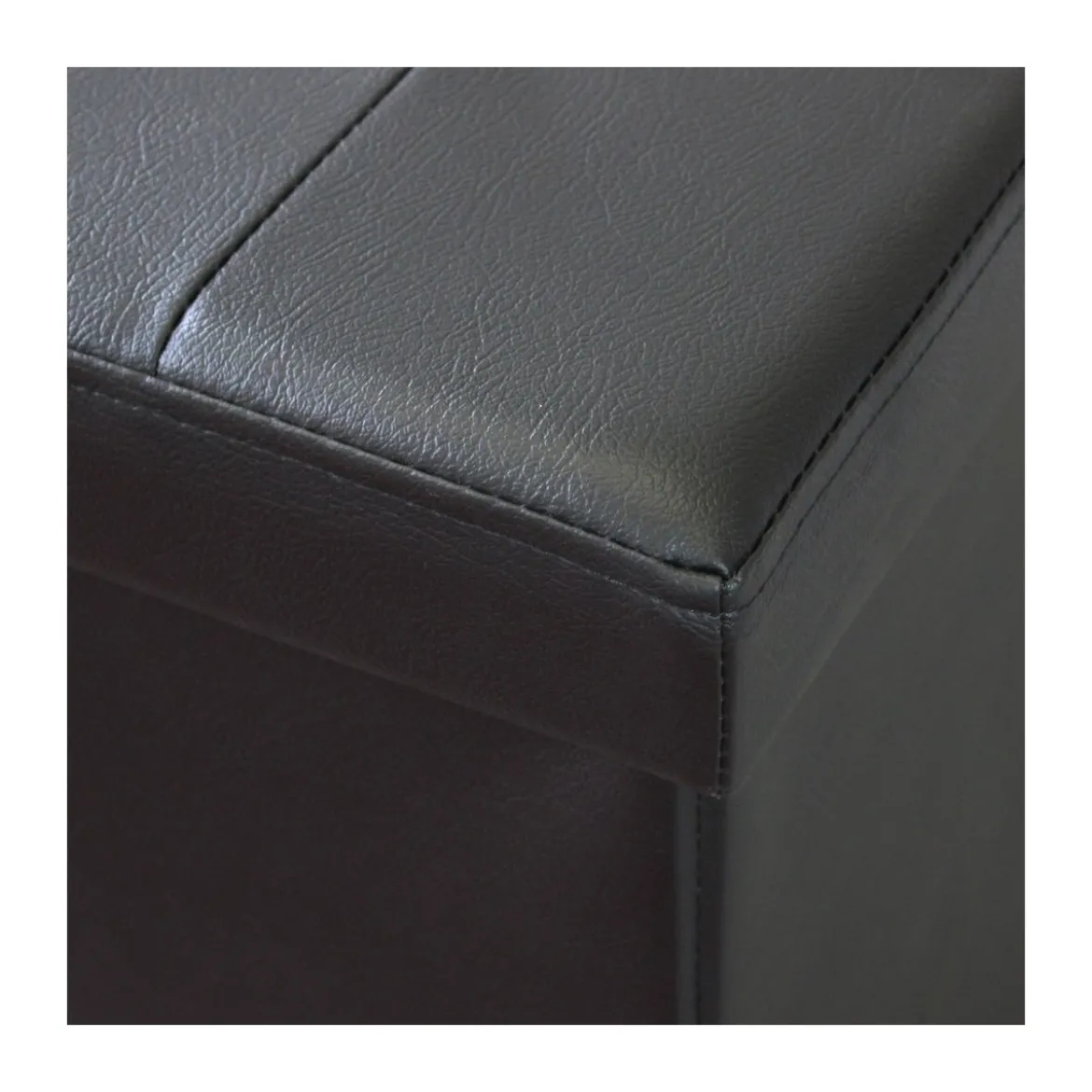 Pouf Contenitore Poggiapiedi in Ecopelle Nero Rettangolare 76x38 cm