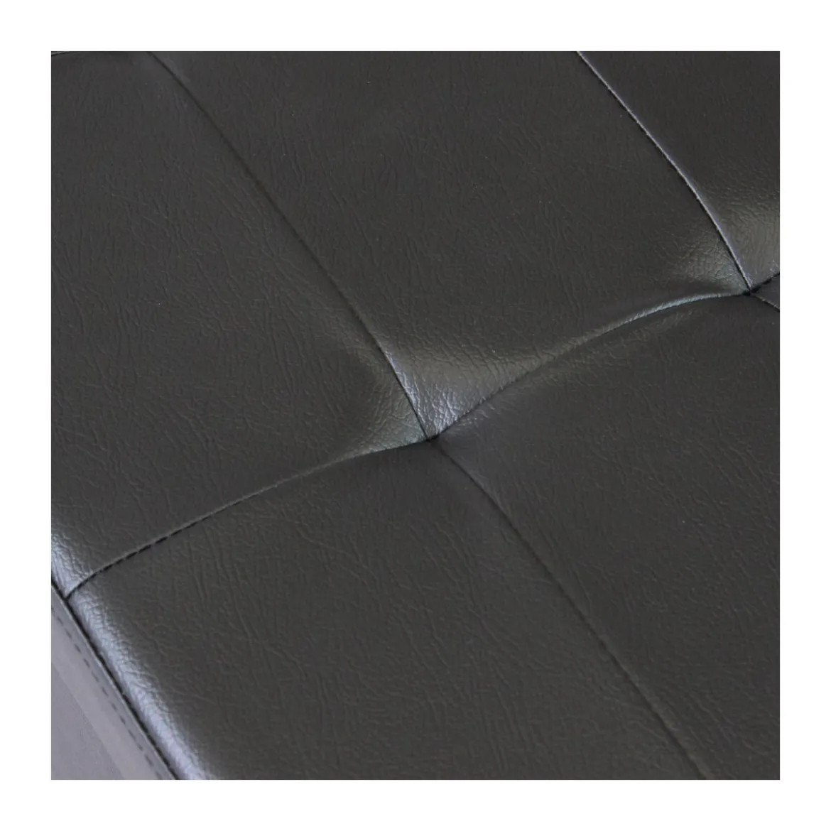 Pouf Contenitore Poggiapiedi in Ecopelle Nero Rettangolare 76x38 cm