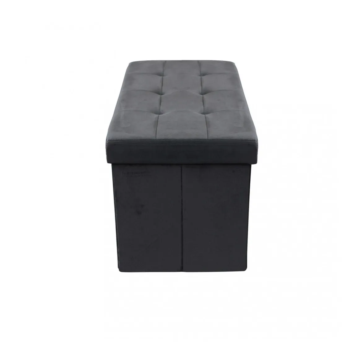 Pouf Contenitore Poggiapiedi per Soggiorno Nero Rettangolare 76x38 cm