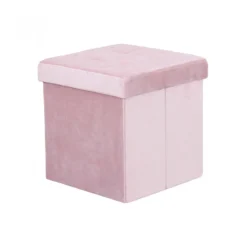 Pouf Contenitore Portaoggetti Rosa Quadrato Portaoggetti 38x38 cm