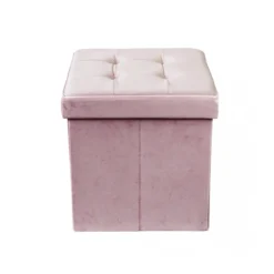 Pouf Contenitore Portaoggetti Rosa Quadrato Portaoggetti 38x38 cm