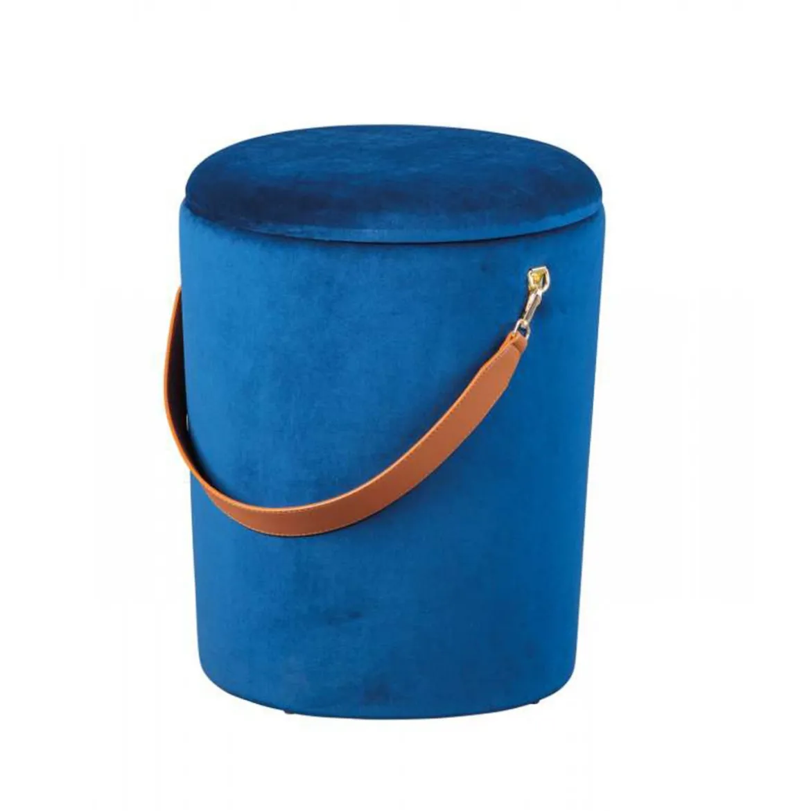 Pouff Contenitore Blu Tondo Puff Portaoggetti Sgabello con Maniglia