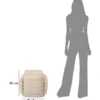 Pouf in Velluto Crema Quadrato Elegante per Salotto Camera da Letto