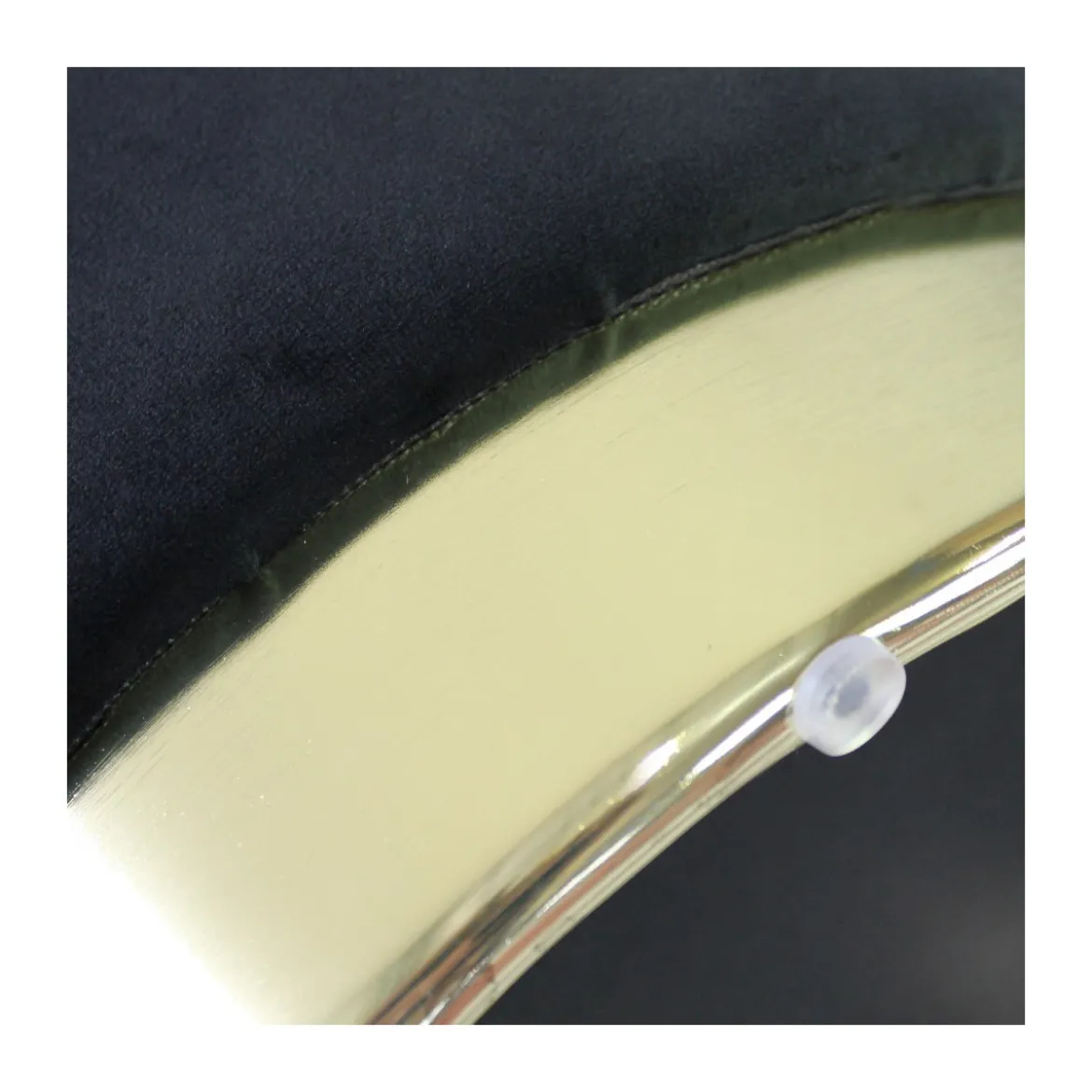 Pouf Poggiapiedi Rotondo da Salotto in Velluto Nero base oro