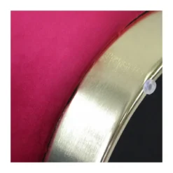 Pouf Poggiapiedi Rotondo da Salotto in Velluto Rosso base oro