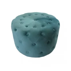 Pouf Poggiapiedi Rotondo in Velluto Verde 67 x 41 cm