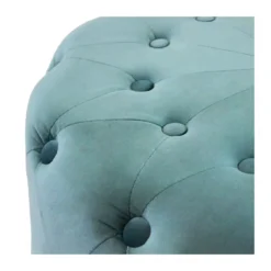 Pouf Poggiapiedi Rotondo in Velluto Verde 67 x 41 cm