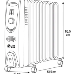 Radiatore Elettrico ad Olio 11 Elementi 2500W Regolabile Termostato