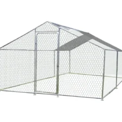 Recinto per Animali in Acciaio Zincato 2x3 m Pollaio con Telo 6 m2