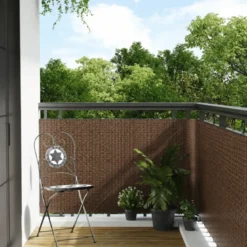 Rotolo Frangivista Rattan Artificiale Marrone 1x3m Copertura Privacy
