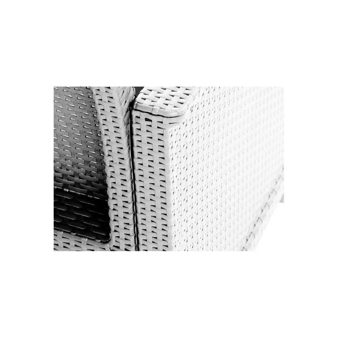 Salotto da Esterno Effetto Rattan Bianco Lounge Divano con Cuscini