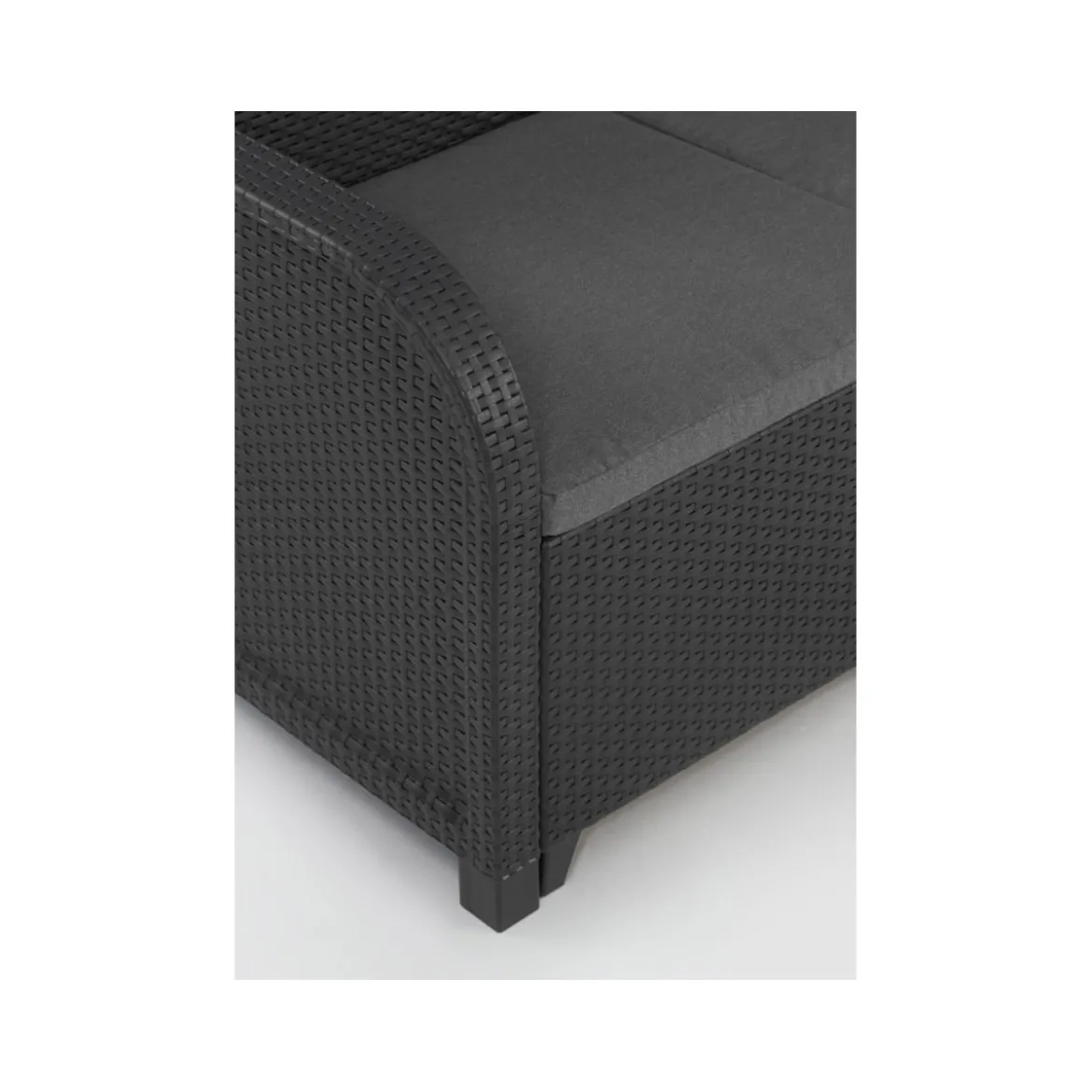 Salotto da Esterno Effetto Rattan Grafite Lounge Divano con Cuscini