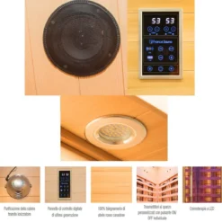 Sauna a Raggi Infrarossi 2 Posti in Legno Casa Cabina Ionizzatore Cromoterapia