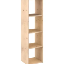Scaffale Libreria Cubo 4 Piani Componibile in Legno Pino 33x36x140 cm