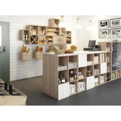 Scaffale Libreria Cubo 4 Piani Componibile in Legno Pino 33x36x140 cm
