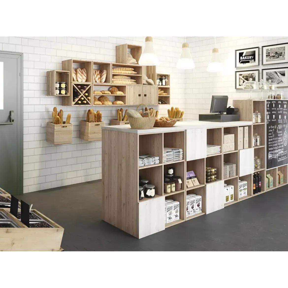 Scaffale Libreria Cubo 4 Piani Componibile in Legno Pino 33x36x140 cm