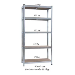 Scaffali 5 Ripiani 90x40 Metallo 875 kg Garage Scaffalatura Industriale Negozio