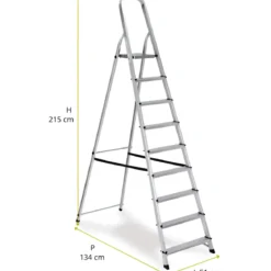 Scala 8 Gradini in Alluminio Domestica Soppalco Scalini Max 150kg Palchettone