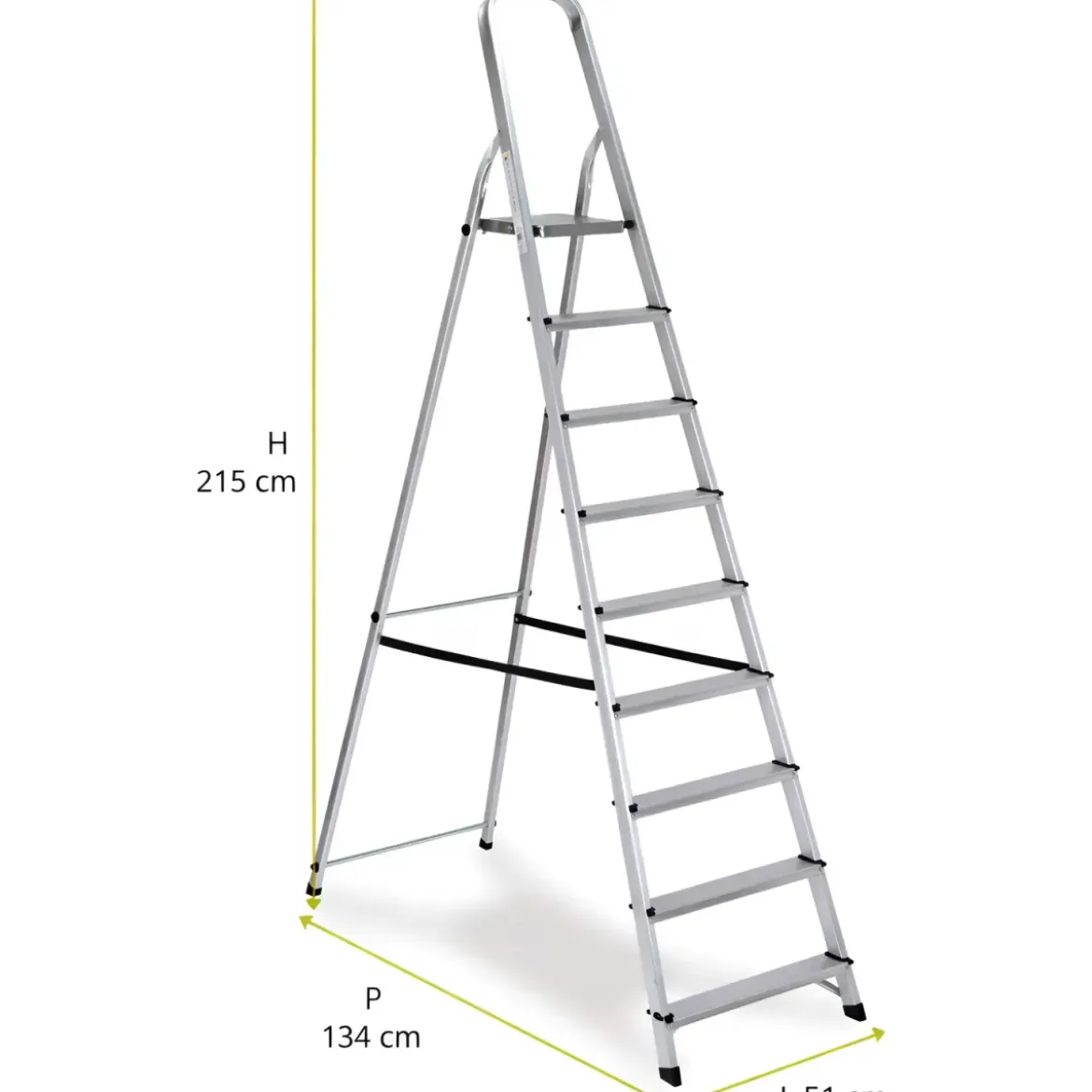 Scala 8 Gradini in Alluminio Domestica Soppalco Scalini Max 150kg Palchettone