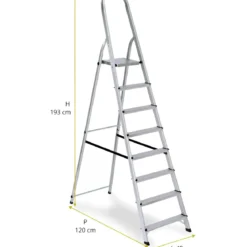 Scala 7 Gradini in Alluminio Domestica Soppalco Scalini Max 150kg Soffitta Casa