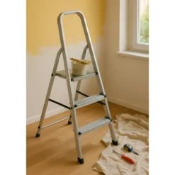 Scala in Alluminio 3 Gradini Comoda e Robusta Scalini Max 150kg Sgabello Casa