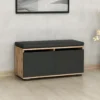 Scarpiera 2 Ante a Ribalta Pouf Contenitore Noce Nero 80x35x42 cm