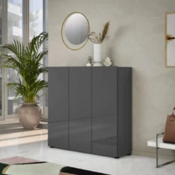 Scarpiera 3 Ante 120x34x115 cm Antracite Moderna