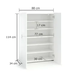 Scarpiera 2 Ante 80x34x114h cm bianco lucido per ingresso