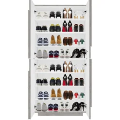 Scarpiera Grigio in Legno a 4 Ante per 32 Paia di Scarpe Mobile Grande