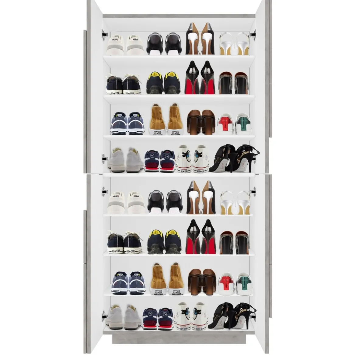 Scarpiera Grigio in Legno a 4 Ante per 32 Paia di Scarpe Mobile Grande