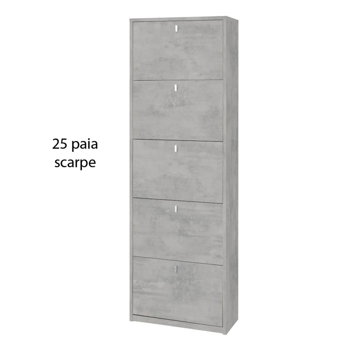 Scarpiera 25 paia 5 Ante a Ribalta Doppia Grigio Beton Porta Scarpe Salvaspazio