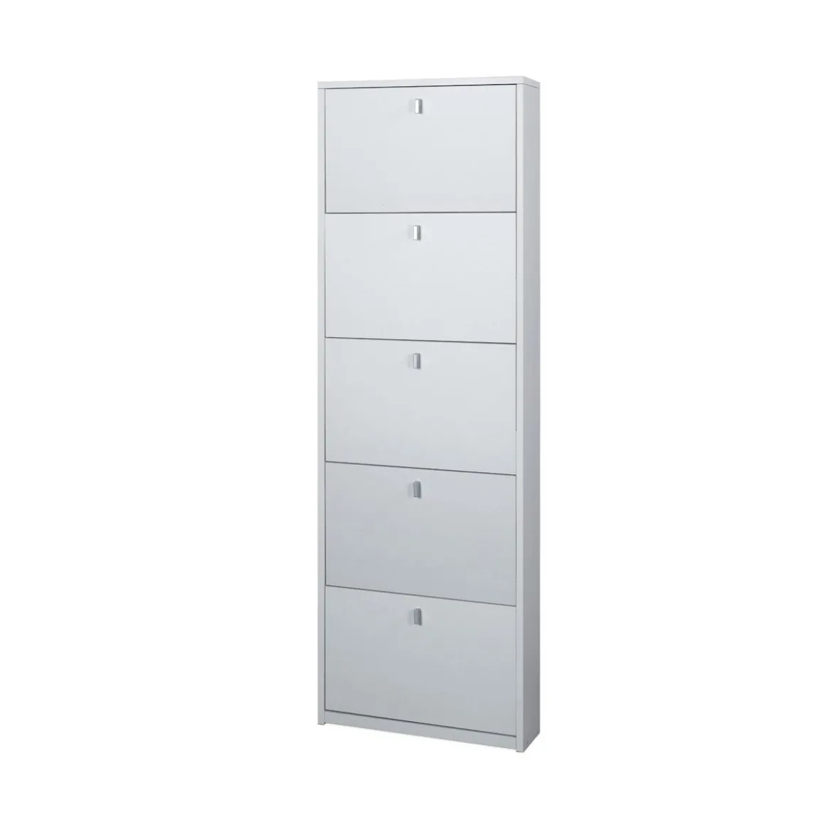 Scarpiera Slim 5 Ante Ribalta Bianco Legno Porta Scarpe Mobile Alto Salvaspazio