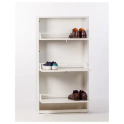 Scarpiera Slim 3 Ante Ribalta Grigio in Legno Porta Scarpe Mobile Salvaspazio
