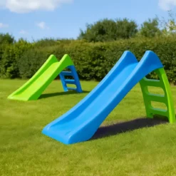 Scivolo Bambini Plastica 116 cm con Attacco Acqua e Scaletta 3 Gradini