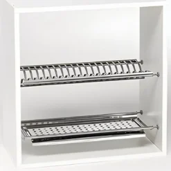 Scolapiatti per Cucina a Incasso con Vassoio Salvagocce per Piatti 86 cm