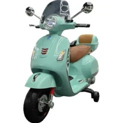 Scooter Elettrico per Bambini Vespa GT 12V Verde Sedile in Pelle Luci