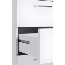 Scrivania Angolare Ufficio con Cassetti Bianco Lucido 160x60x75 cm