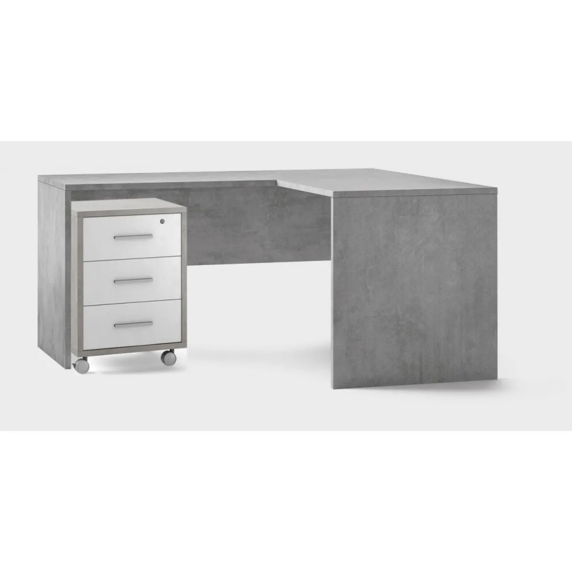 Scrivania Angolare 160x150 cm Cemento Moderna Angolo da Ufficio Studio