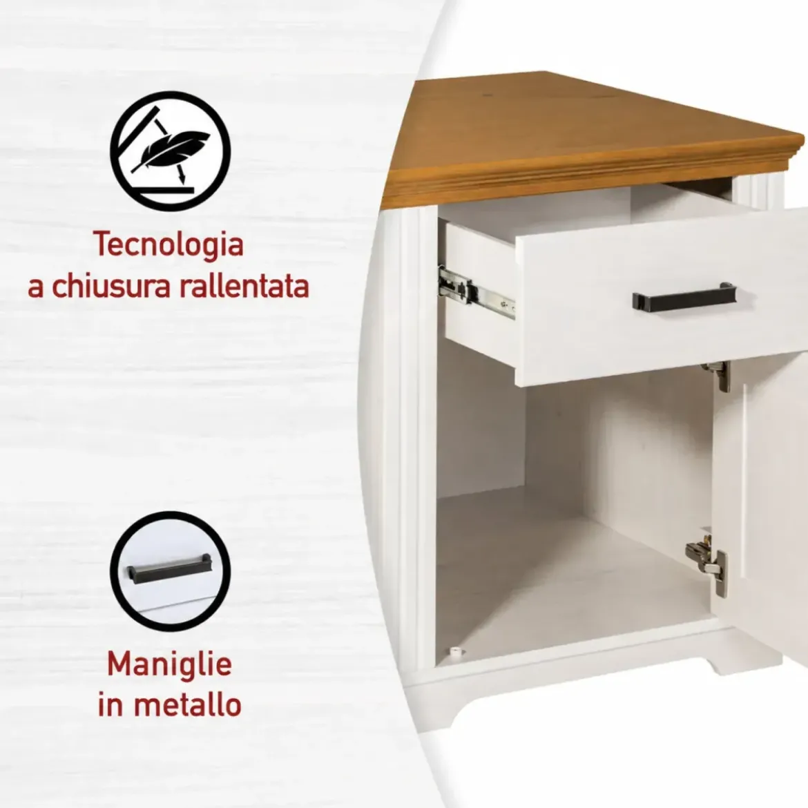 Scrivania in Legno Massello Bianco Rovere Cassetto Anta Camera Studio