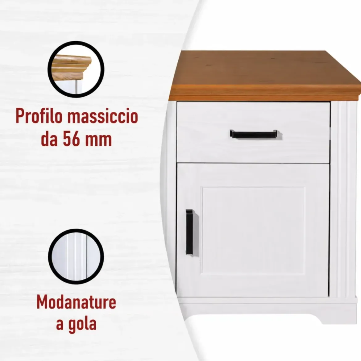 Scrivania in Legno Massello Bianco Rovere Cassetto Anta Camera Studio