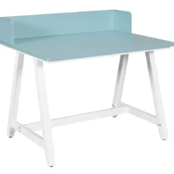 Scrivania Regolabile per Bambini 80x60 cm Bianco Azzurro Metallo MDF
