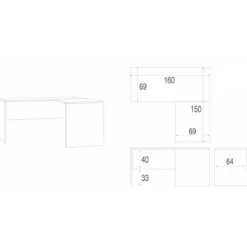 Scrivania 160x150 cm Angolare Noce Legno Moderna Angolo da Ufficio Studio