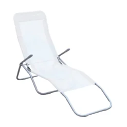 Sdraio Lettino Mare Basculante Pieghevole Bianca Acciaio Spiaggia Relax Giardino