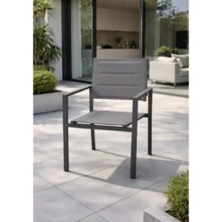 Sedia con Braccioli da Esterno Antracite Struttura Alluminio Textilene