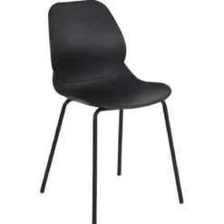 Sedia Cucina Moderna in Plastica Nero con Gambe in Metallo Nero