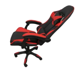 Sedia da Gaming in PVC con Imbottitura Nero e Rosso Reclinabile Girevole