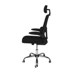 Sedia da Ufficio Ergonomica Nero in Rete con Braccioli e Poggiatesta