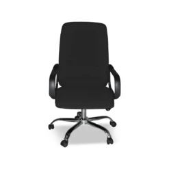 Sedia da Ufficio Imbottita in Tessuto Nero e base Cromata