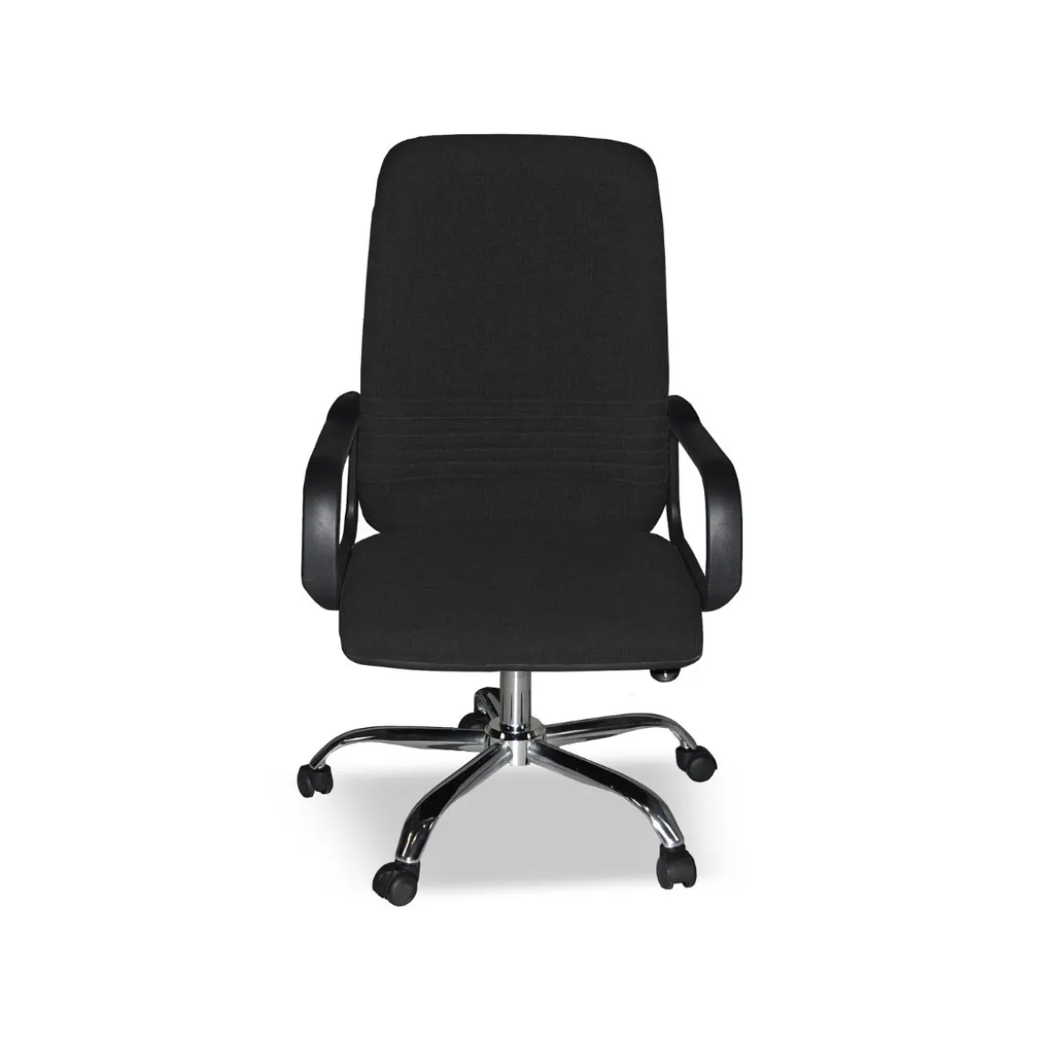 Sedia da Ufficio Imbottita in Tessuto Nero e base Cromata