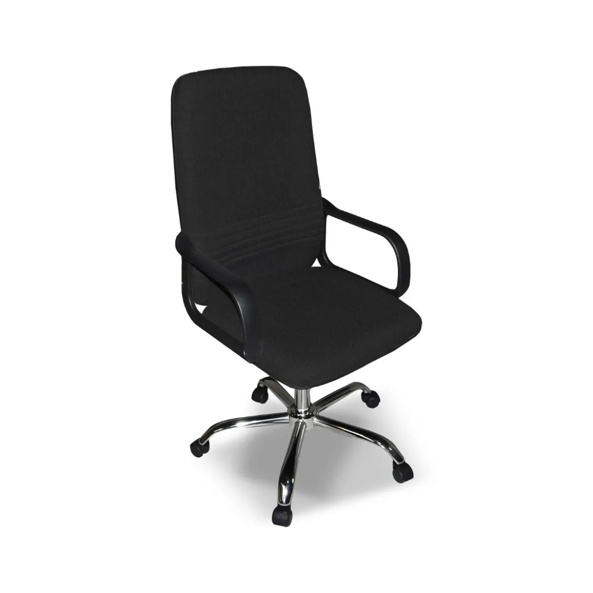 Sedia da Ufficio Imbottita in Tessuto Nero e base Cromata